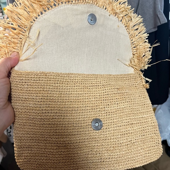 Mar Y Sol Tanya Raffia  Fringe Crossbody Clutch Purse - Picture 12 of 12